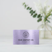 Carte De Visite Code QR Professionnel Métal Brosse Faux Violet (Debout devant)