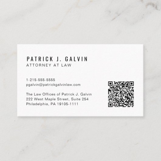 Carte De Visite Code QR professionnel minimal (Devant)