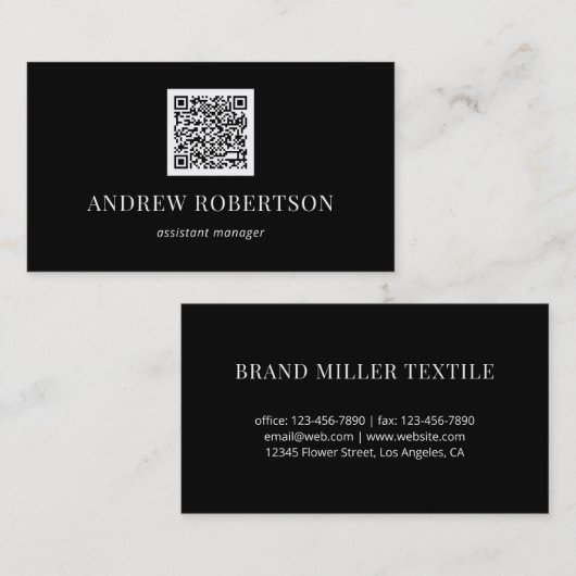 Carte De Visite Code QR professionnel minimal (Devant / Derrière)