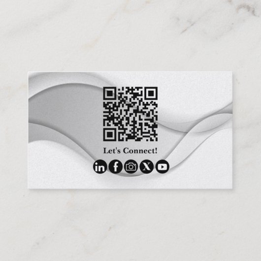 Carte De Visite Code QR professionnel minimal Argent blanc (Dos)