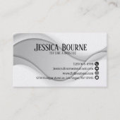 Carte De Visite Code QR professionnel minimal Argent blanc (Devant)