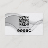 Carte De Visite Code QR professionnel minimal blanc argent (Dos)