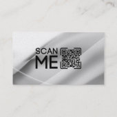 Carte De Visite Code QR professionnel minimal blanc argent pilote (Dos)
