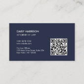 Carte De Visite Code QR professionnel minimal bleu marine (Devant)