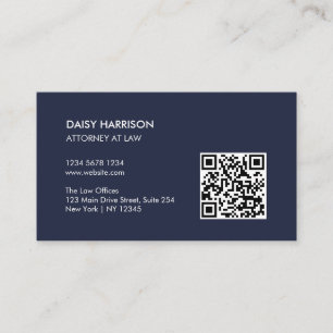 Carte De Visite Code QR professionnel minimal bleu marine