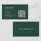 Carte De Visite Code QR professionnel minimal Emerald Green (Devant / Derrière)