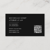 Carte De Visite Code QR professionnel minimal Monogramme noir (Dos)