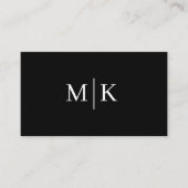 Carte De Visite Code QR professionnel minimal Monogramme noir (Devant)