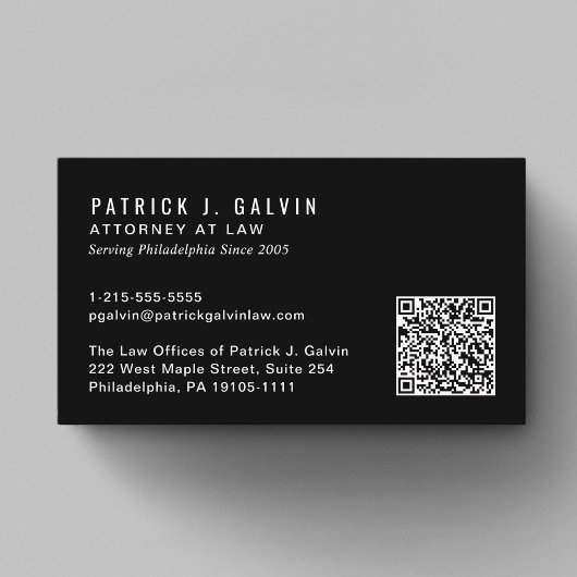 Carte De Visite Code QR Professionnel Minimal Noir