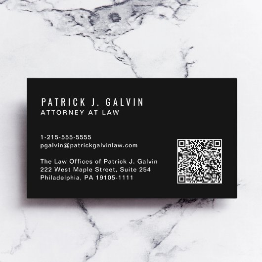 Carte De Visite Code QR professionnel minimal noir
