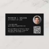 Carte De Visite Code QR professionnel minimal photo noir (Devant)
