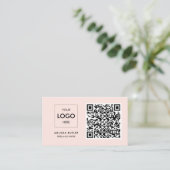 Carte De Visite Code QR professionnel minimaliste rose (Debout devant)