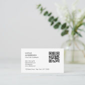 Carte De Visite Code QR professionnel minimum personnalisé noir et (Debout devant)
