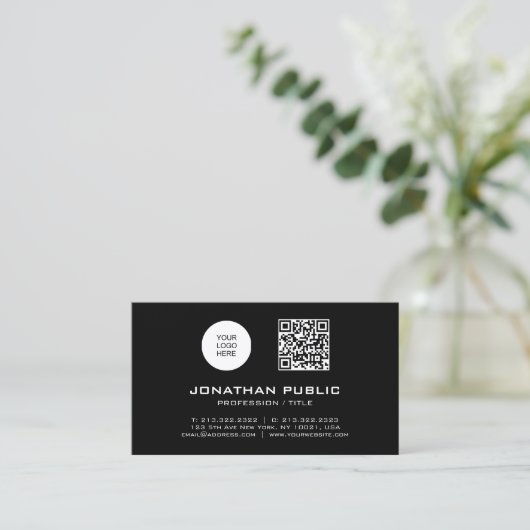 Carte De Visite Code QR Professionnel Modèle moderne Code barre (Debout devant)