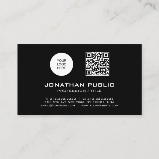 Carte De Visite Code QR Professionnel Modèle moderne Code barre (Devant)