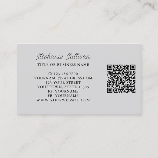 Carte De Visite Code QR professionnel moderne (Dos)