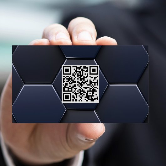 Carte De Visite Code QR professionnel moderne bleu et blanc, Aviat