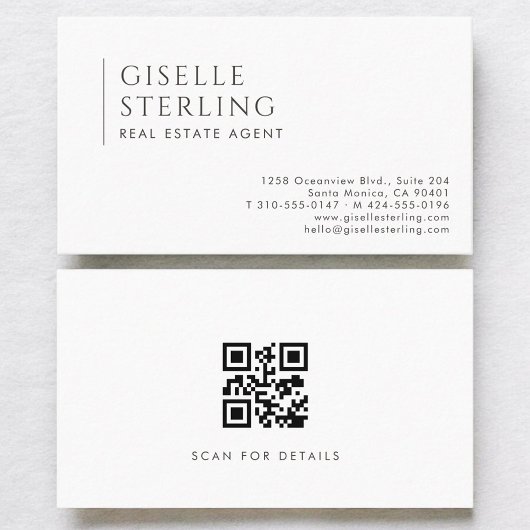 Carte De Visite Code QR professionnel moderne d'agent immobilier