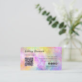 Carte De Visite Code Qr professionnel moderne Holo Opal élégant (Debout devant)