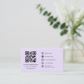Carte De Visite Code QR professionnel moderne Lilac violet (Debout devant)