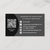 Carte De Visite Code QR professionnel moderne noir et blanc Simple (Dos)
