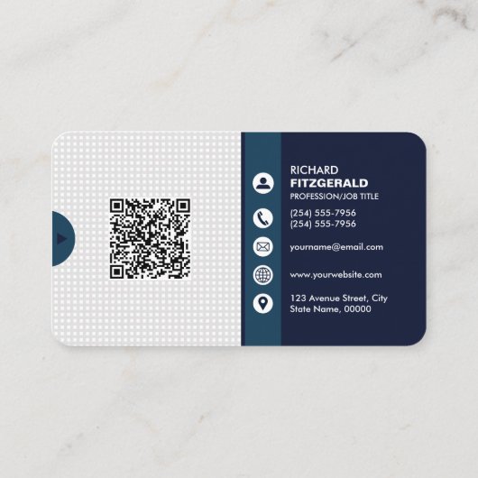 Carte De Visite Code QR professionnel moderne personnalisé Bu pers (Dos)