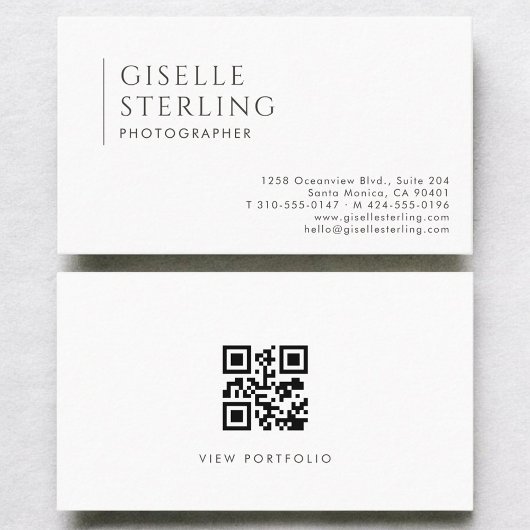 Carte De Visite Code QR Professionnel Moderne Photographe