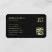 Carte De Visite Code QR professionnel Monogramme élégant Noir & Or (Dos)