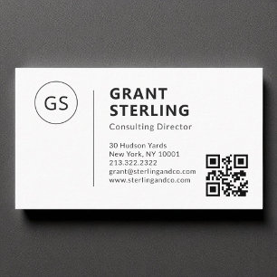 Carte De Visite Code QR professionnel monogramme minimal