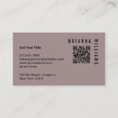 Carte De Visite Code QR Professionnel Monogramme Minimal Rose Gris (Dos)