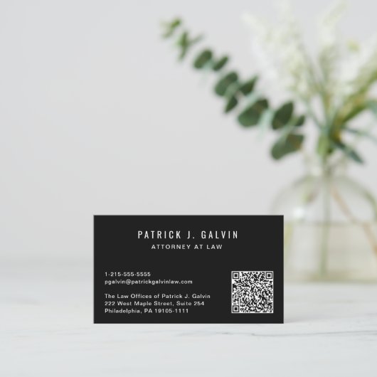 Carte De Visite Code QR professionnel noir (Debout devant)