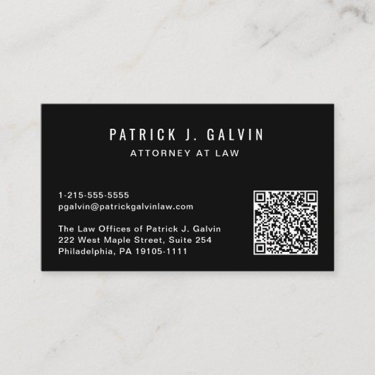 Carte De Visite Code QR professionnel noir (Devant)
