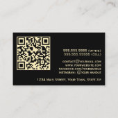 Carte De Visite Code QR professionnel noir et or élégant (Dos)