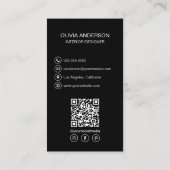 Carte De Visite Code QR professionnel noir moderne (Dos)