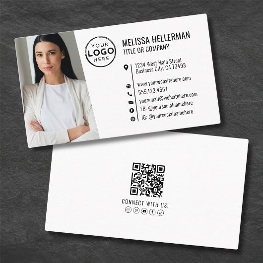 Carte De Visite Code QR professionnel Photo de votre logo