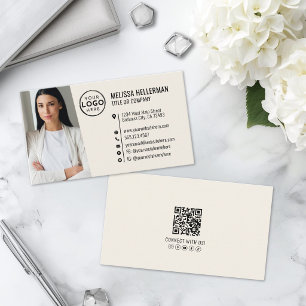 Carte De Visite Code QR Professionnel Photo Votre Logo