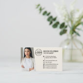 Carte De Visite Code QR professionnel Photo Votre logo Cream (Debout devant)