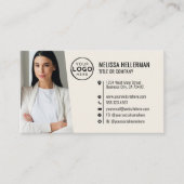 Carte De Visite Code QR professionnel Photo Votre logo Cream (Devant)