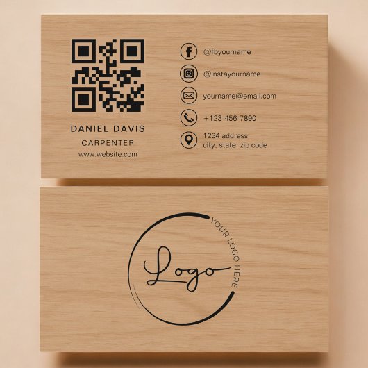 Carte De Visite Code QR professionnel pour menuisier
