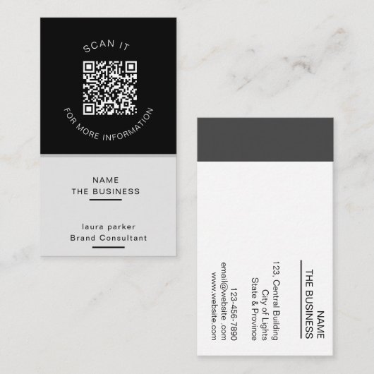 Carte De Visite Code QR professionnel Promotion numérisable minima (Devant / Derrière)