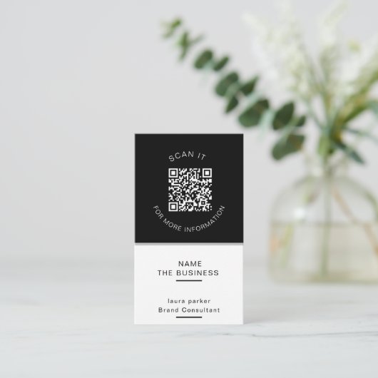 Carte De Visite Code QR professionnel Promotion numérisable minima (Debout devant)