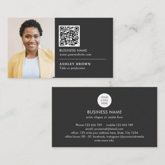 Carte De Visite Code QR professionnel réseau agent immobilier (Devant / Derrière)