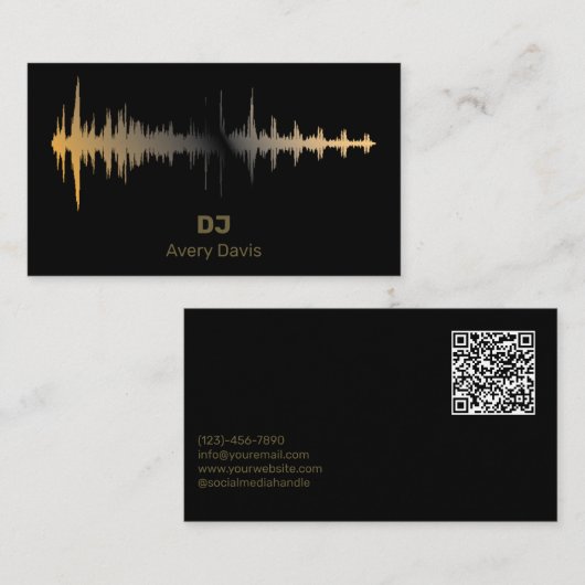 Carte De Visite Code QR Professionnel Rythme Musical DJ Deejay Mod (Devant / Derrière)
