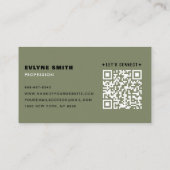 Carte De Visite Code QR professionnel Sage moderne Script vert (Dos)