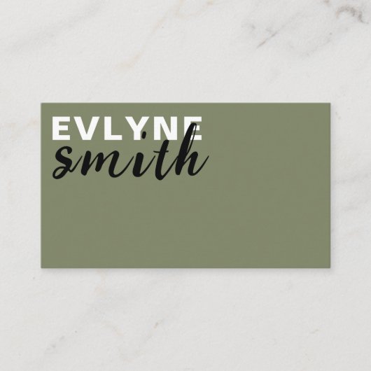 Carte De Visite Code QR professionnel Sage moderne Script vert (Devant)