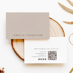 Carte De Visite Code QR professionnel simple beige neutre