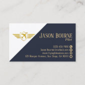 Carte De Visite Code QR Professionnel Simple Bleu Marine (Devant)