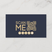 Carte De Visite Code QR Professionnel Simple Bleu Marine (Dos)