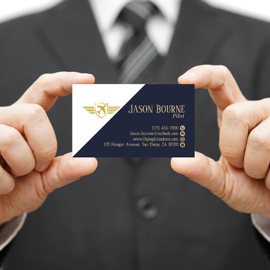 Carte De Visite Code QR Professionnel Simple Bleu Marine