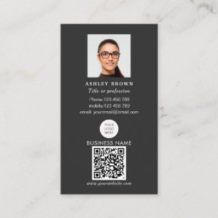Carte De Visite Code QR professionnel Simple Logo moderne photo Bu